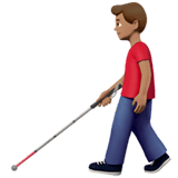 Apple design of the man with white cane: medium skin tone emoji verson:ios 16.4
