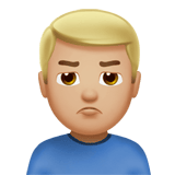 Apple design of the man pouting: medium-light skin tone emoji verson:ios 16.4