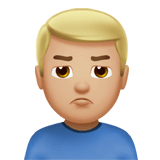 Apple design of the man pouting: medium-light skin tone emoji verson:ios 16.4