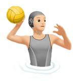 Apple design of the person playing water polo: light skin tone emoji verson:ios 16.4