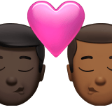 Apple design of the kiss: man man dark skin tone medium-dark skin tone emoji verson:ios 16.4