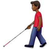 Apple design of the man with white cane: medium-dark skin tone emoji verson:ios 16.4