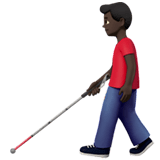 Apple design of the man with white cane: dark skin tone emoji verson:ios 16.4