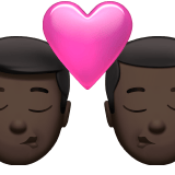 Apple design of the kiss: man man dark skin tone emoji verson:ios 16.4