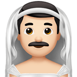 Apple design of the man with veil: light skin tone emoji verson:ios 16.4