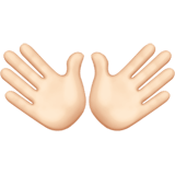 Apple design of the open hands: light skin tone emoji verson:ios 16.4
