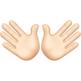 Apple design of the open hands: light skin tone emoji verson:ios 16.4