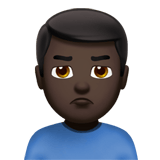 Apple design of the man pouting: dark skin tone emoji verson:ios 16.4