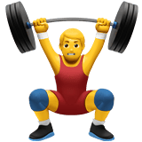 Apple design of the man lifting weights emoji verson:ios 16.4