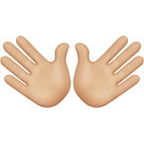 Apple design of the open hands: medium-light skin tone emoji verson:ios 16.4