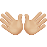 Apple design of the open hands: medium-light skin tone emoji verson:ios 16.4