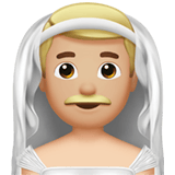 Apple design of the man with veil: medium-light skin tone emoji verson:ios 16.4