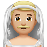 Apple design of the man with veil: medium-light skin tone emoji verson:ios 16.4