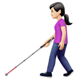 Apple design of the woman with white cane: light skin tone emoji verson:ios 16.4