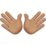 Apple design of the open hands: medium skin tone emoji verson:ios 16.4