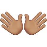 Apple design of the open hands: medium skin tone emoji verson:ios 16.4