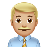 Apple design of the man office worker: medium-light skin tone emoji verson:ios 16.4