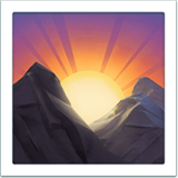 Apple design of the sunrise over mountains emoji verson:ios 16.4