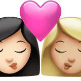 Apple design of the kiss: woman woman light skin tone medium-light skin tone emoji verson:ios 16.4