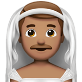 Apple design of the man with veil: medium skin tone emoji verson:ios 16.4