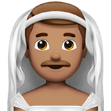 Apple design of the man with veil: medium skin tone emoji verson:ios 16.4