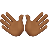 Apple design of the open hands: medium-dark skin tone emoji verson:ios 16.4