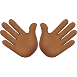 Apple design of the open hands: medium-dark skin tone emoji verson:ios 16.4