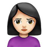 Apple design of the woman pouting: light skin tone emoji verson:ios 16.4