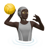 Apple design of the person playing water polo: dark skin tone emoji verson:ios 16.4