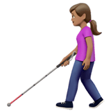 Apple design of the woman with white cane: medium skin tone emoji verson:ios 16.4