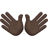 Apple design of the open hands: dark skin tone emoji verson:ios 16.4