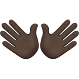 Apple design of the open hands: dark skin tone emoji verson:ios 16.4