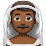 Apple design of the man with veil: medium-dark skin tone emoji verson:ios 16.4