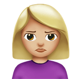 Apple design of the woman pouting: medium-light skin tone emoji verson:ios 16.4