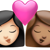 Apple design of the kiss: woman woman light skin tone medium skin tone emoji verson:ios 16.4