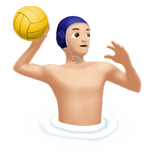 Apple design of the man playing water polo: light skin tone emoji verson:ios 16.4