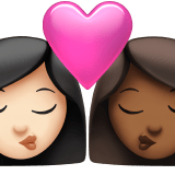 Apple design of the kiss: woman woman light skin tone medium-dark skin tone emoji verson:ios 16.4