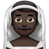 Apple design of the man with veil: dark skin tone emoji verson:ios 16.4