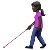 Apple design of the woman with white cane: dark skin tone emoji verson:ios 16.4