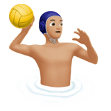 Apple design of the man playing water polo: medium-light skin tone emoji verson:ios 16.4