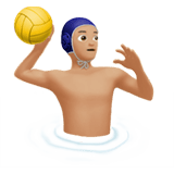 Apple design of the man playing water polo: medium-light skin tone emoji verson:ios 16.4