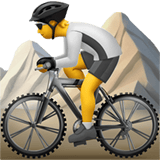 Apple design of the person mountain biking emoji verson:ios 16.4