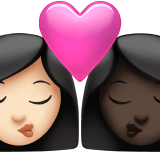 Apple design of the kiss: woman woman light skin tone dark skin tone emoji verson:ios 16.4