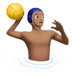 Apple design of the man playing water polo: medium skin tone emoji verson:ios 16.4