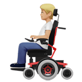 Apple design of the person in motorized wheelchair: medium-light skin tone emoji verson:ios 16.4