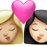 Apple design of the kiss: woman woman medium-light skin tone light skin tone emoji verson:ios 16.4