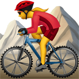 Apple design of the woman mountain biking emoji verson:ios 16.4