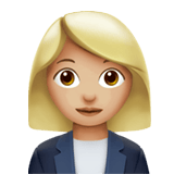 Apple design of the woman office worker: medium-light skin tone emoji verson:ios 16.4