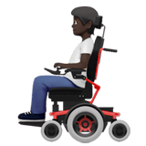 Apple design of the person in motorized wheelchair: dark skin tone emoji verson:ios 16.4