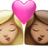Apple design of the kiss: woman woman medium-light skin tone medium skin tone emoji verson:ios 16.4